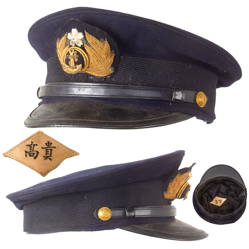 Original WWII Imperial Japanese Navy IJN Officer Visor Cap with Nametag Original Items