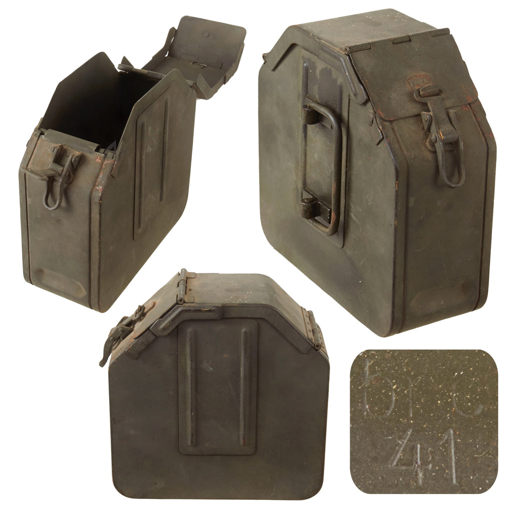 Original German WWII Patronenkasten 36 Armored Vehicle Mounted Machine Gun Ammunition Canister by Fr. Weber & Co. of Berlin - Dated 1941