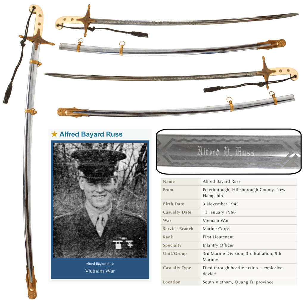 Original U.S. Vietnam War Marine Corps KIA Officer's Mameluke Sword with Knot - Alfred Bayard Russ, KIA January 13, 1968 Original Items