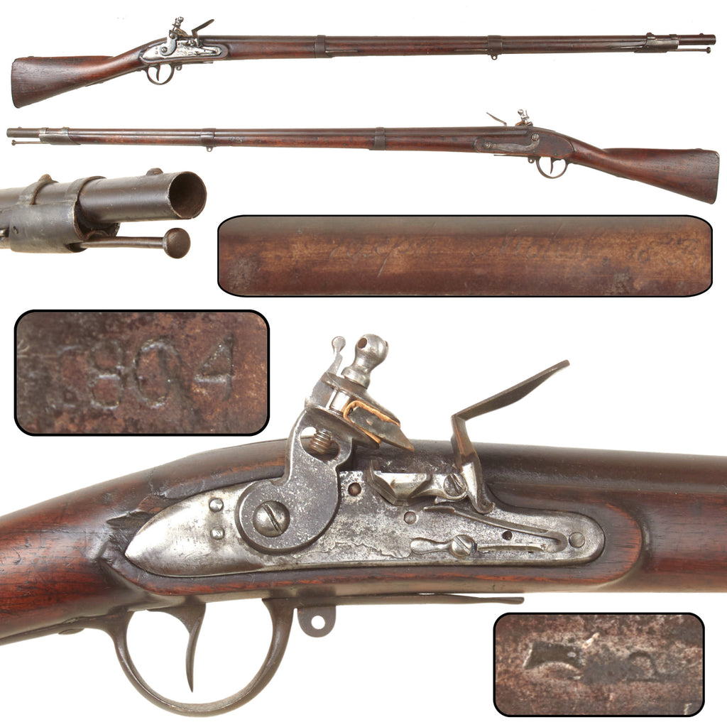 Original U.S. War of 1812 Springfield Model 1795 .69 Caliber Flintlock Musket, Butt Plate Dated 1804, Unconverted Original Items
