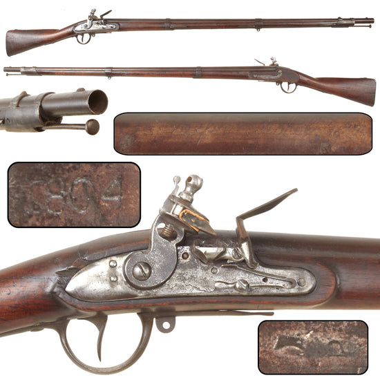 Original U.S. War of 1812 Springfield Model 1795 .69 Caliber Flintlock Musket, Butt Plate Dated 1804, Unconverted Original Items