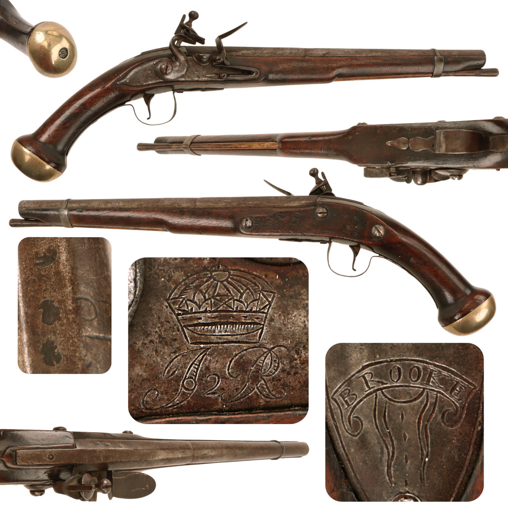 Original 17th Century James II Marked Rare English First Model Flintlock Dragoon Pistol by Robert Brooke - Circa 1685 - 1688 Original Items
