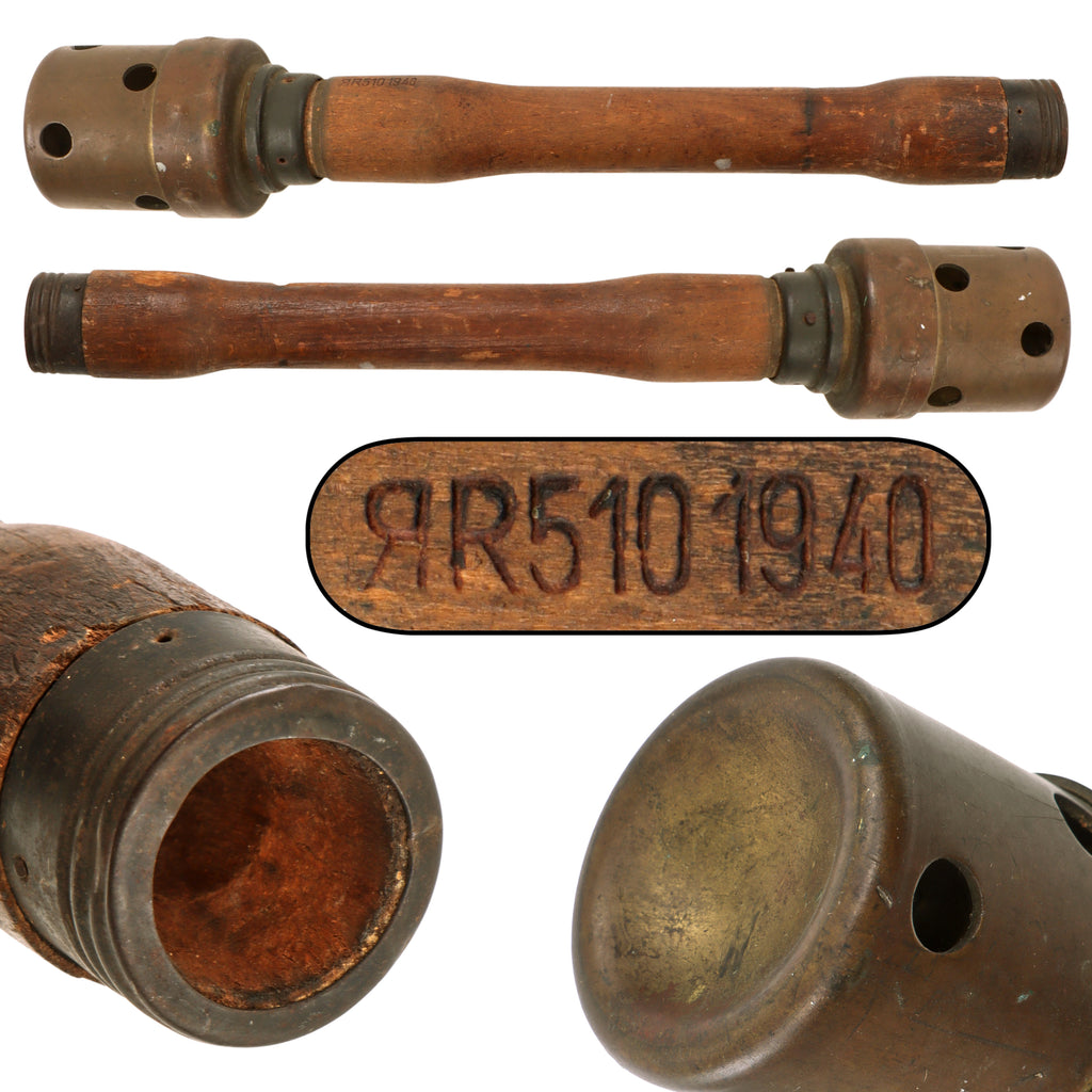 Original German WWII Training M24 Stick Grenade in Bare Brass with M24 Stick by Richard Rinker - Dated 1940