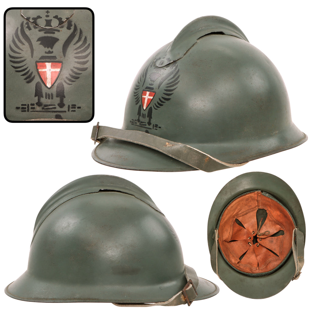 Original Italian WWI & 1920s Early Fascist “Lippmann Model” Adrian Helmet with Painted Corps of Public Security Insignia - Full Liner & Chinstrap