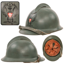 Original Italian WWI & 1920s Early Fascist “Lippmann Model” Adrian Helmet with Painted Corps of Public Security Insignia - Full Liner & Chinstrap