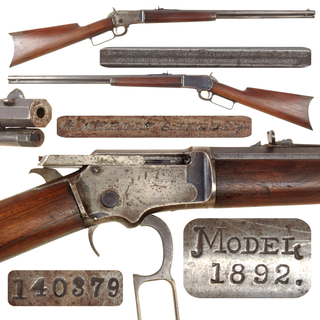 Original Antique U.S. Marlin Model 1892 New Safety .22cal. Repeating Rifle Made in 1896 with 24" Octagon Barrel and Factory Letter - Serial 140379 Original Items