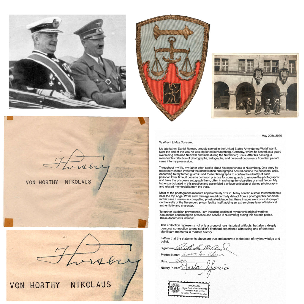 Original Nuremberg Trials Signature of Admiral Miklós von Horthy - Regent of Hungary and Key Axis Leader - Acquired Directly from a U.S. Army Guard - 1945–1946 Original Items