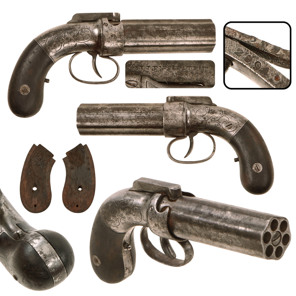 Original U.S. Allen & Thurber of Worcester 1837 Patent .31cal Percussion Pepperbox Revolver - Matching Serial 209 Original Items