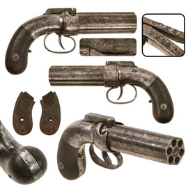 Original U.S. Allen & Thurber of Worcester 1837 Patent .31cal Percussion Pepperbox Revolver - Matching Serial 209
