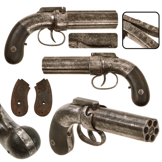 Original U.S. Allen & Thurber of Worcester 1837 Patent .31cal Percussion Pepperbox Revolver - Matching Serial 209 Original Items