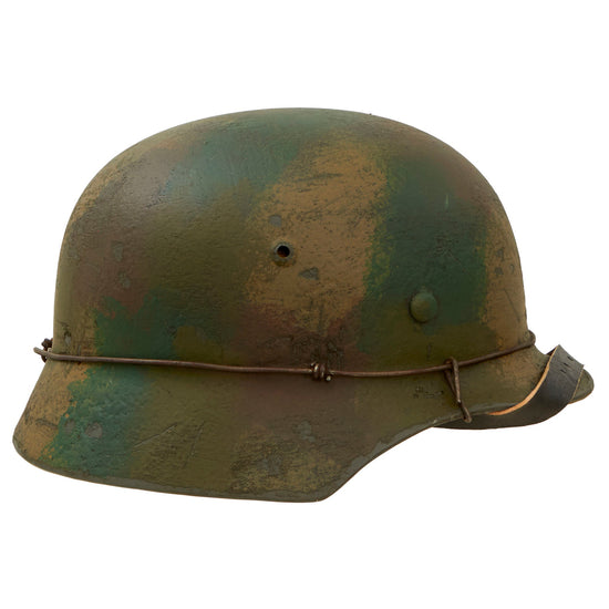German WWII M35 Normandy Camouflage Custom Painted Steel Helmet - Stahlhelm 25 WW2 M1935 International Military Antiques