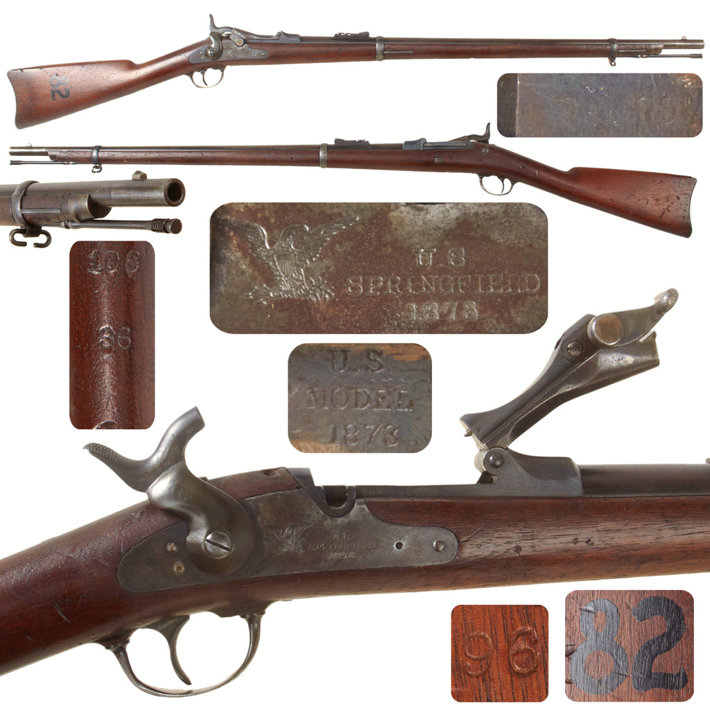 Original U.S. Early Springfield Trapdoor Model 1873 Cadet Rifle Made in 1876 with Stepped Rear Sight and 2-Notch Tumbler - Serial 71870