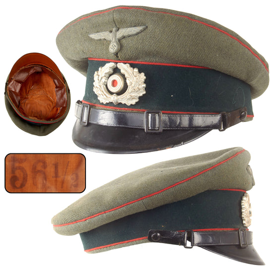 Original German WWII Heer Army Artillery EM/NCO Schirmmütze Visor Crush Cap, Size 56 1/2 Original Items