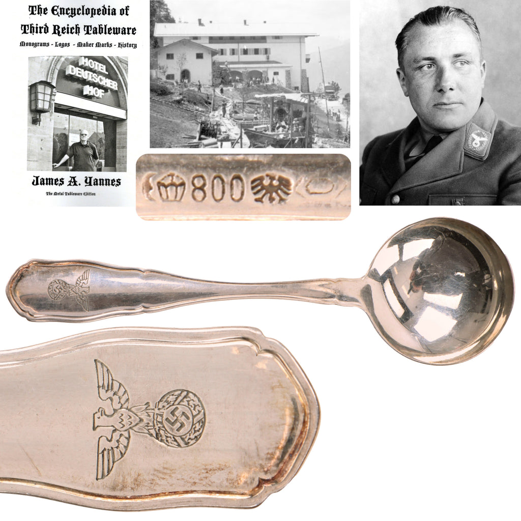 Original German WWII 800 Silver Berghof “House Service” Bouillon Soup Spoon by Bruckmann & Söhne