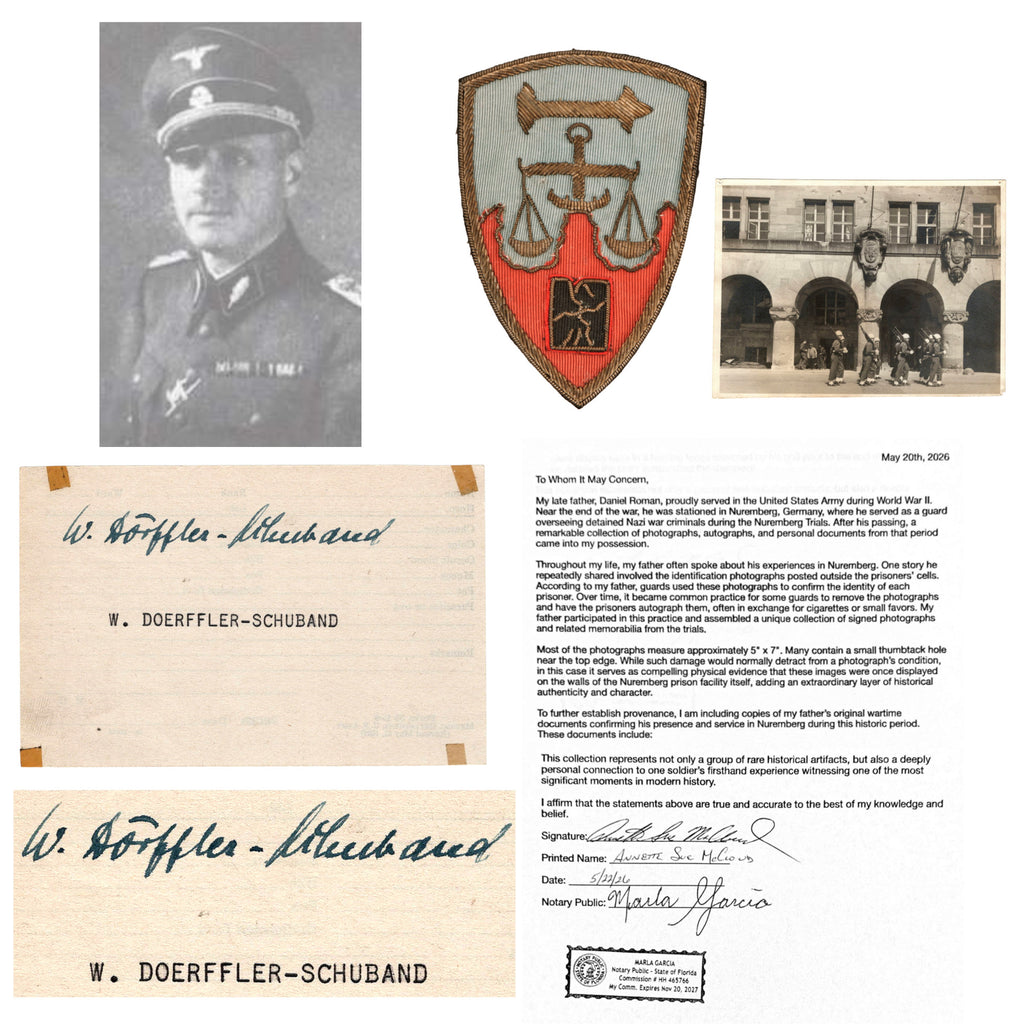 Original Nuremberg Prison Signature of SS-Brigadeführer Werner Dörffler-Schuband - Waffen-SS General and Commandant of the SS Junker School at Bad Tölz - Acquired Directly from a U.S. Army Guard 1945–1947