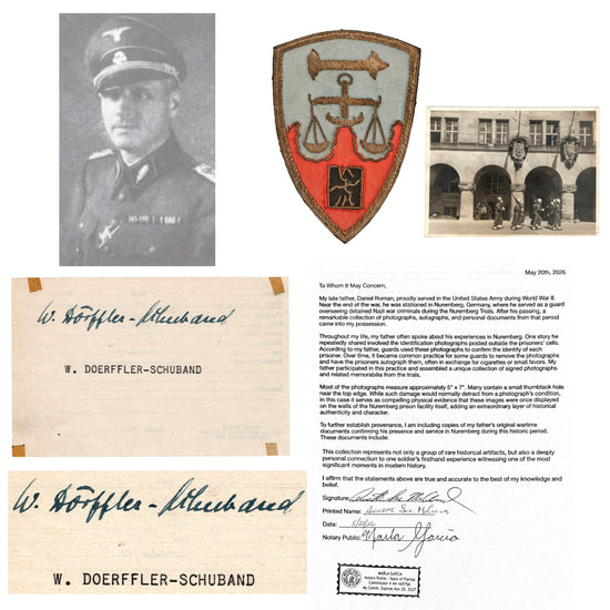 Original Nuremberg Prison Signature of SS-Brigadeführer Werner Dörffler-Schuband - Waffen-SS General and Commandant of the SS Junker School at Bad Tölz - Acquired Directly from a U.S. Army Guard 1945–1947