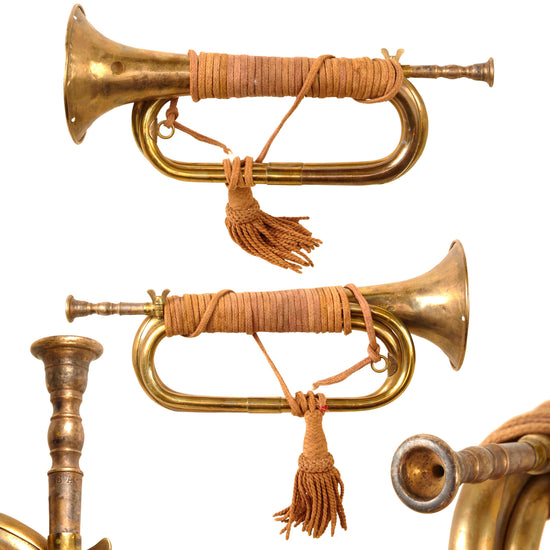 Original WWII Imperial Japanese Army Brass Bugle with Red Cord & Mouthpiece