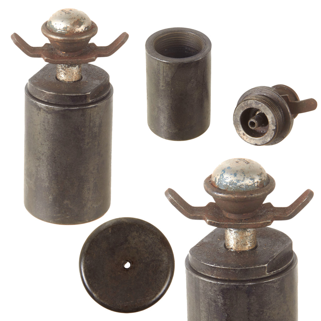 Original German WWII Late-War “Last Ditch” Grenade with Fuze by Mettmanner Britanniawarenfabrik W. Seibel - Marked dna / 4