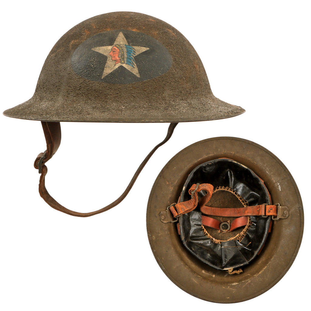 Original U.S. WWI M1917 Doughboy Helmet With Museum Quality Post War Period-Correct Painted Insignia - Headquarters, 4th Marine Brigade, 2nd Division