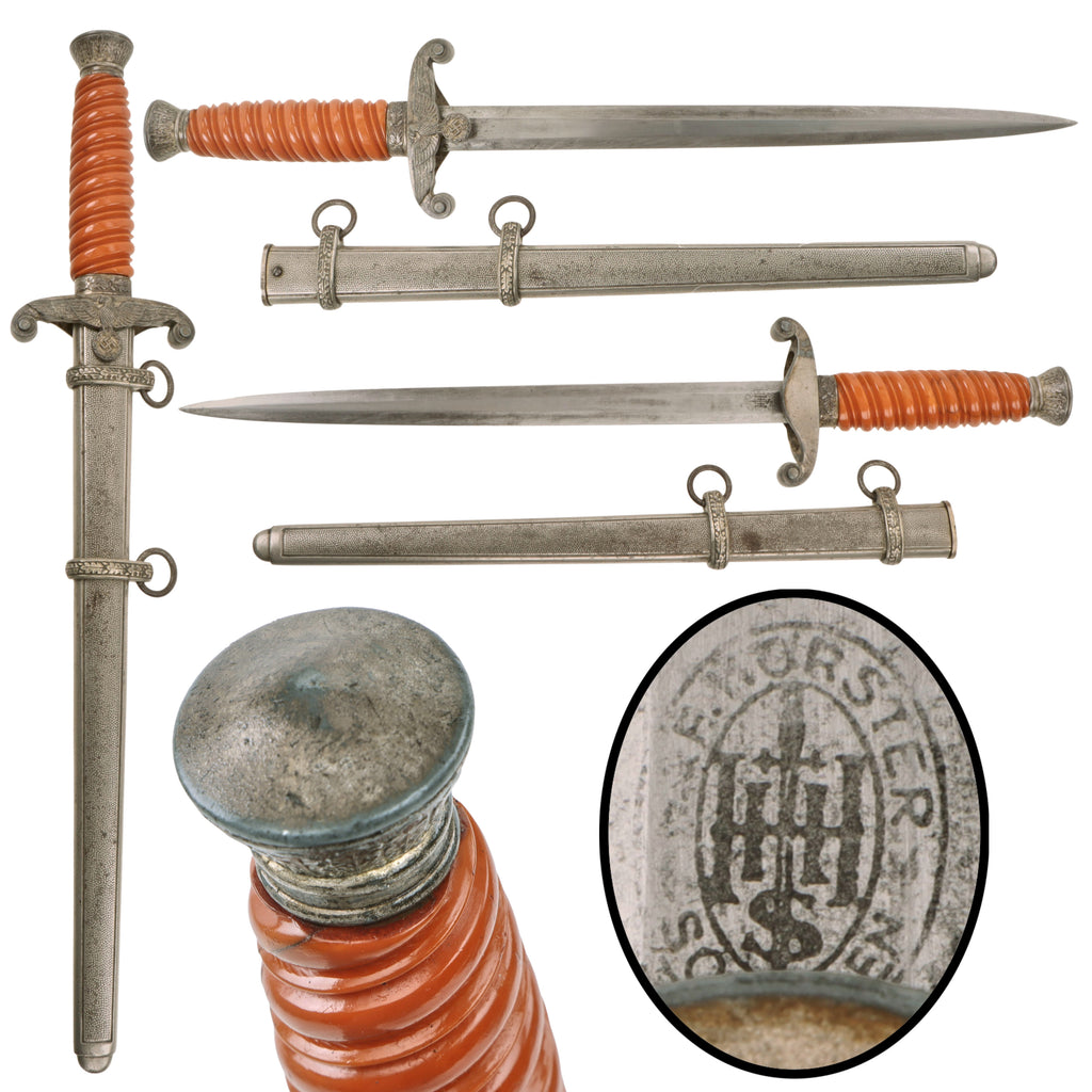 Original German WWII Heer Army Officer Dagger by E. & F. Hörster of Solingen with Scabbard