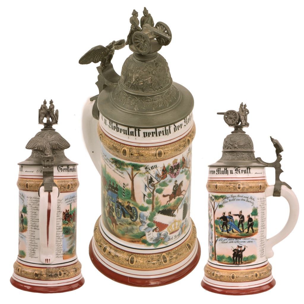 Original Imperial German Pre-WWI 2. Ober-Elsässisches Feldartillerie-Regiment Nr. 51 Lidded Beer Stein - Dated 1900-1902 Original Items
