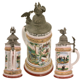 Original Imperial German Pre-WWI 2. Ober-Elsässisches Feldartillerie-Regiment Nr. 51 Lidded Beer Stein - Dated 1900-1902