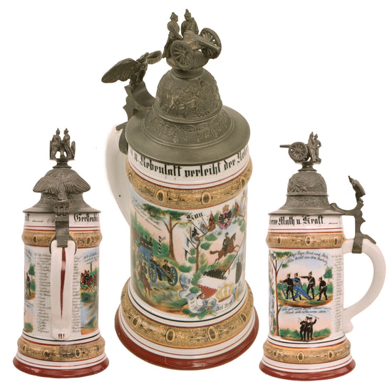 Original Imperial German Pre-WWI 2. Ober-Elsässisches Feldartillerie-Regiment Nr. 51 Lidded Beer Stein - Dated 1900-1902 Original Items