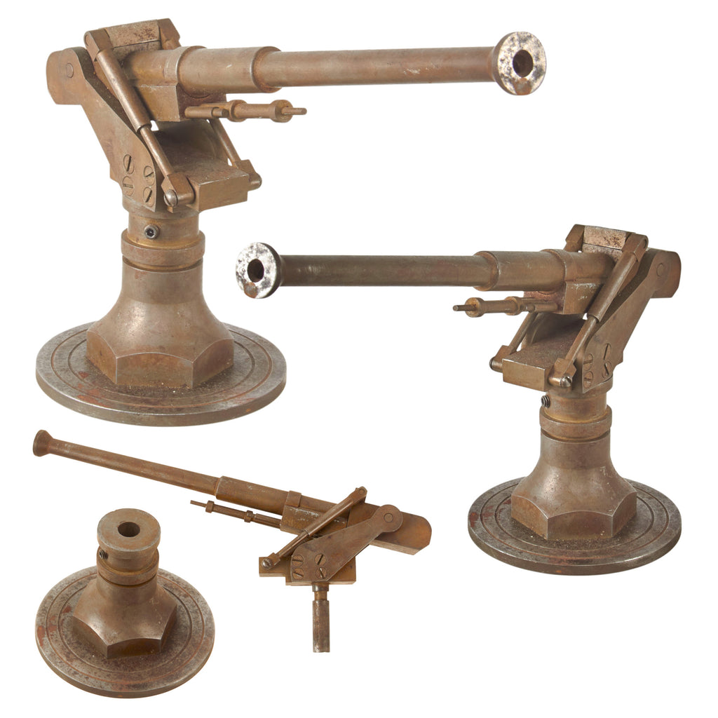 Original U.S. WWII Navy Machinist-Made Miniature Naval Submarine Deck Gun - Articulated with Adjustable Barrel Original Items