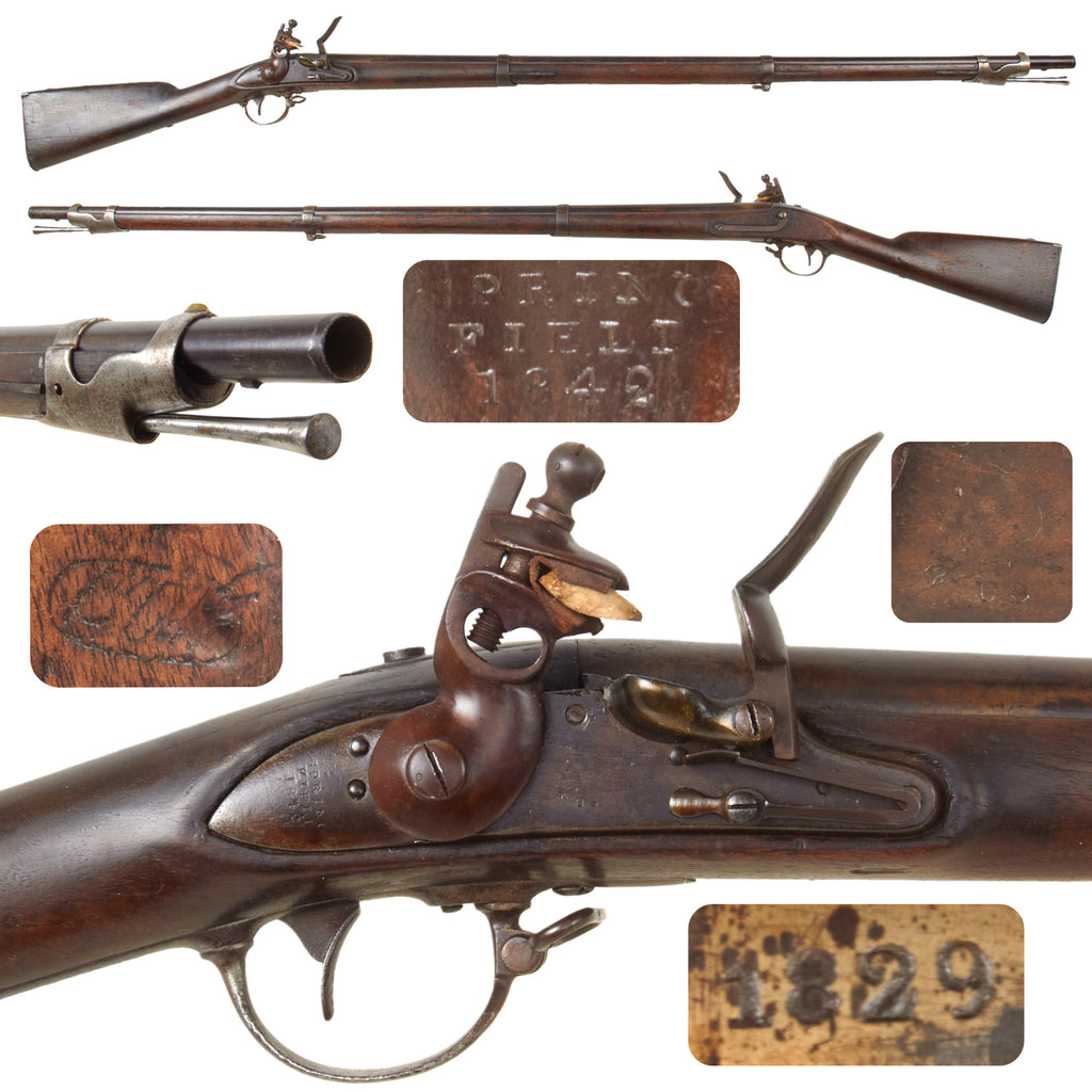 Original U.S. Springfield Model 1840 Flintlock Musket by Springfield Arsenal Dated 1842 with 1929 Dated Barrel Original Items