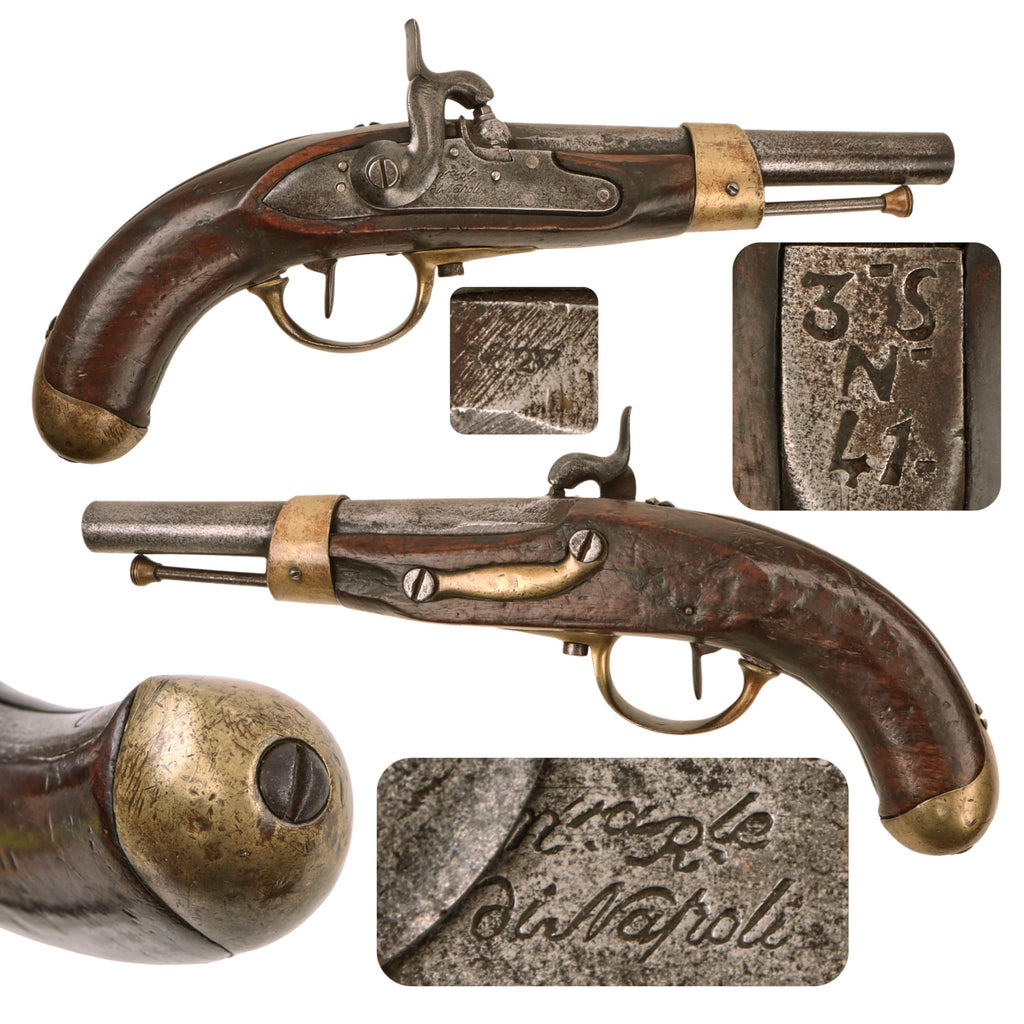 Original Italian Made French Modèle An XIII Style Cavalry Pistol by Naples Armory Converted to Percussion - Dated 1827