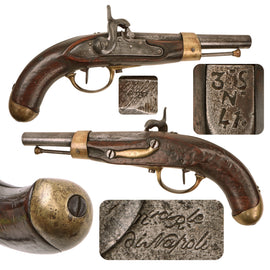 Original Italian Made French Modèle An XIII Style Cavalry Pistol by Naples Armory Converted to Percussion - Dated 1827