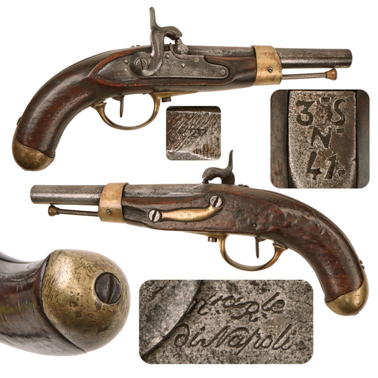 Original Italian Made French Modèle An XIII Style Cavalry Pistol by Naples Armory Converted to Percussion - Dated 1827