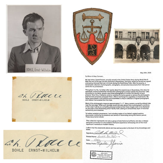 Original Nuremberg Trials Signature of Gauleiter Ernst Wilhelm Bohle Acquired Directly from a U.S. Army Guard Who Served at the Nuremberg Prison, 1945-1946