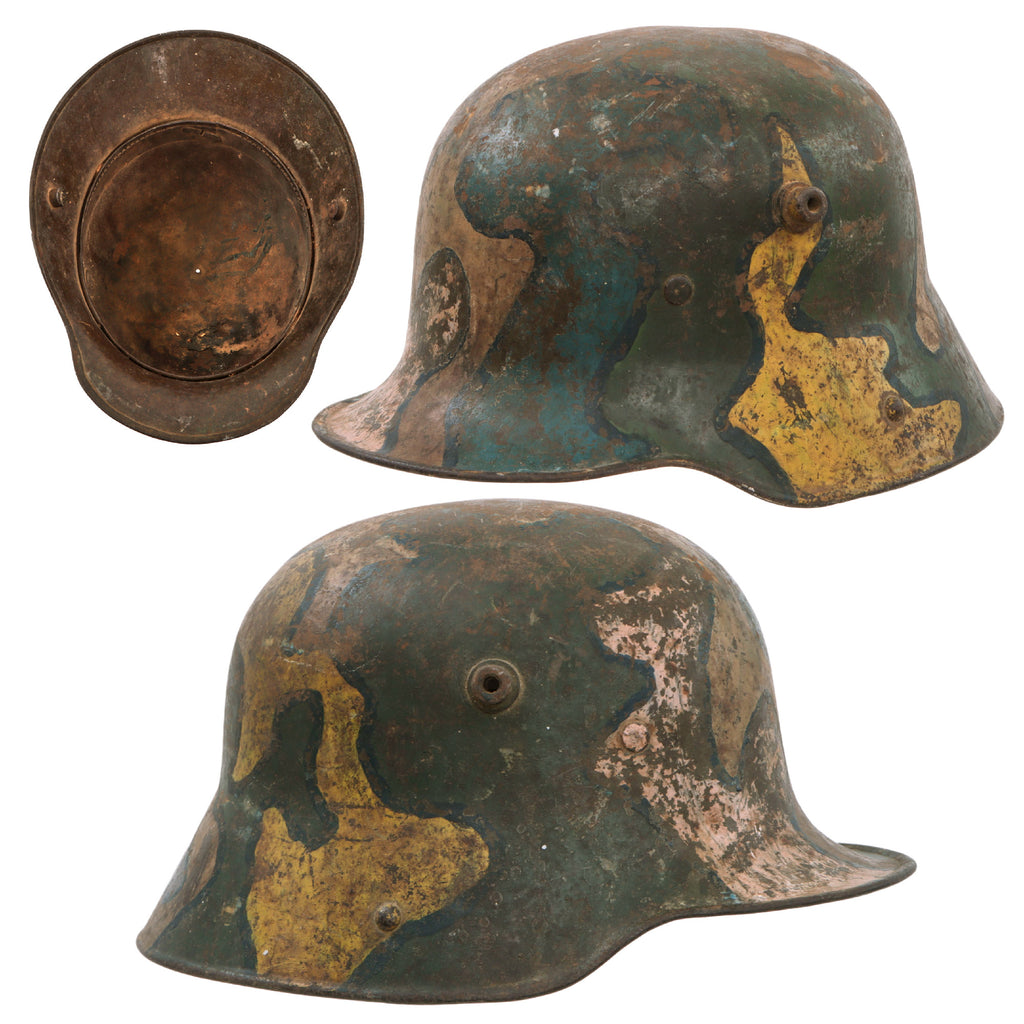 Original Imperial German WWI U.S. Souvenir Painted M16 Stahlhelm Helmet with M17 Liner Band - ET64 Original Items