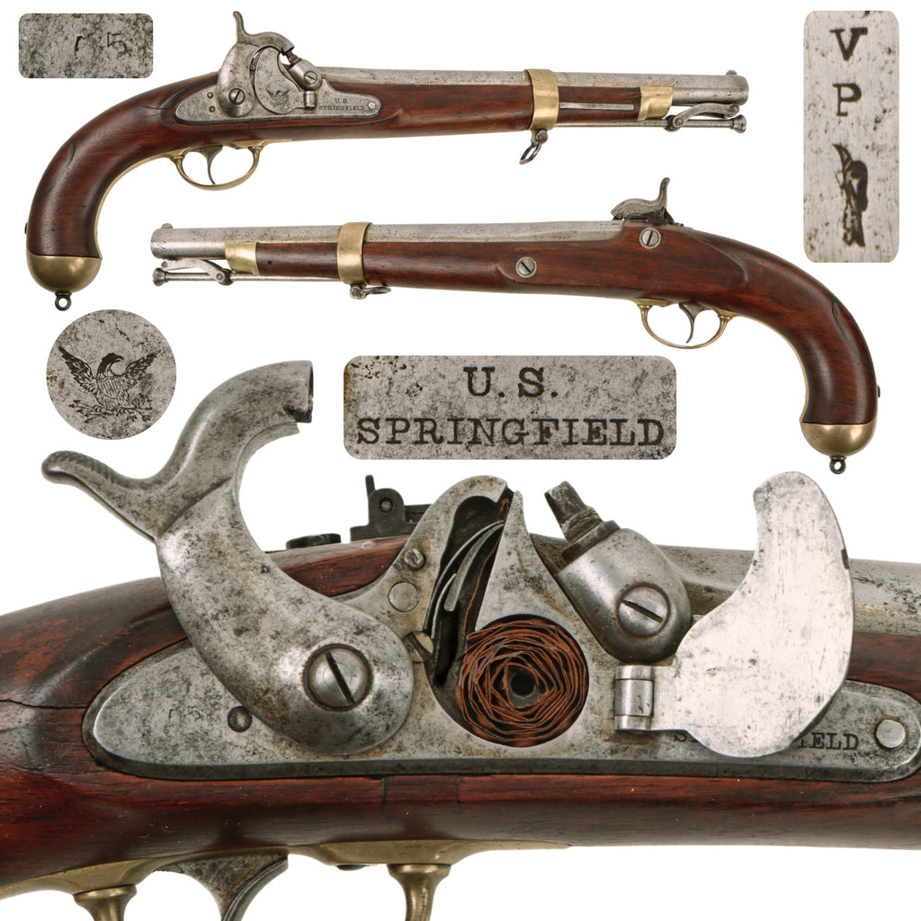 Original U.S. Civil War Springfield Model 1855 Percussion Pistol Carbine with Functional Tape Primer System and Original Cap Roll - Dated 1855 Original Items