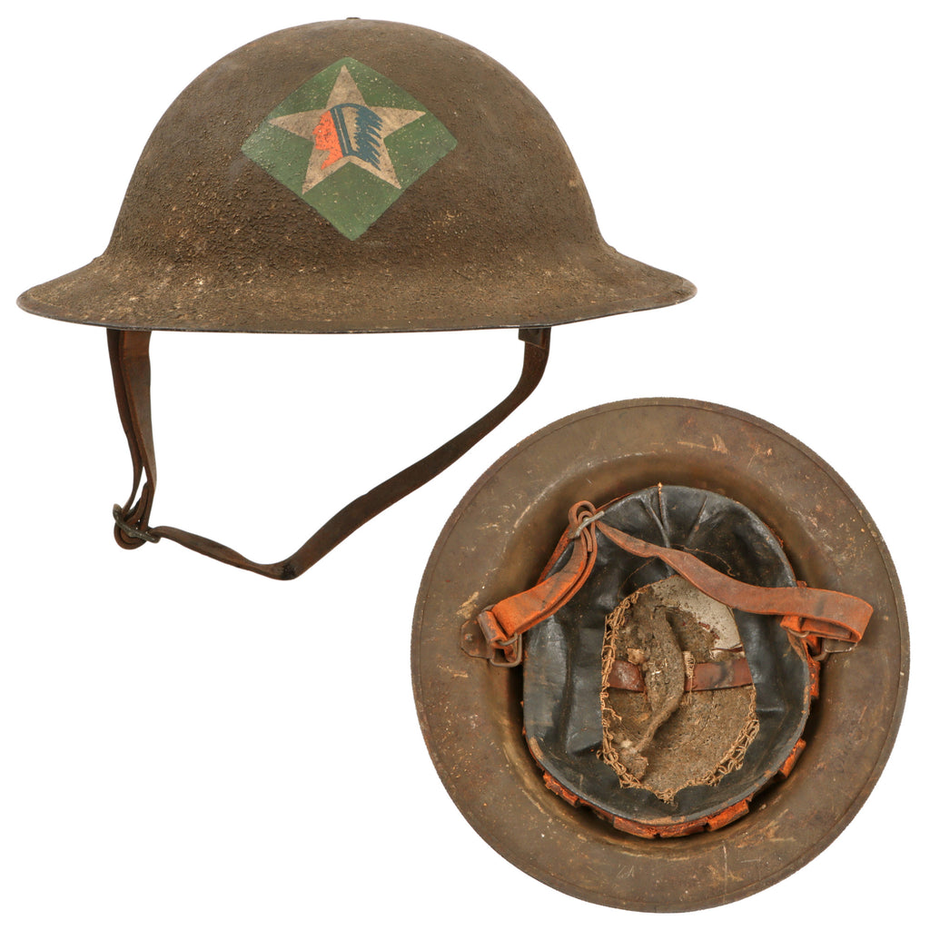 Original U.S. WWI M1917 Doughboy Helmet With Museum Quality Post War Period-Correct Painted Insignia - Supply Company 6th Marines, 2nd Division Original Items