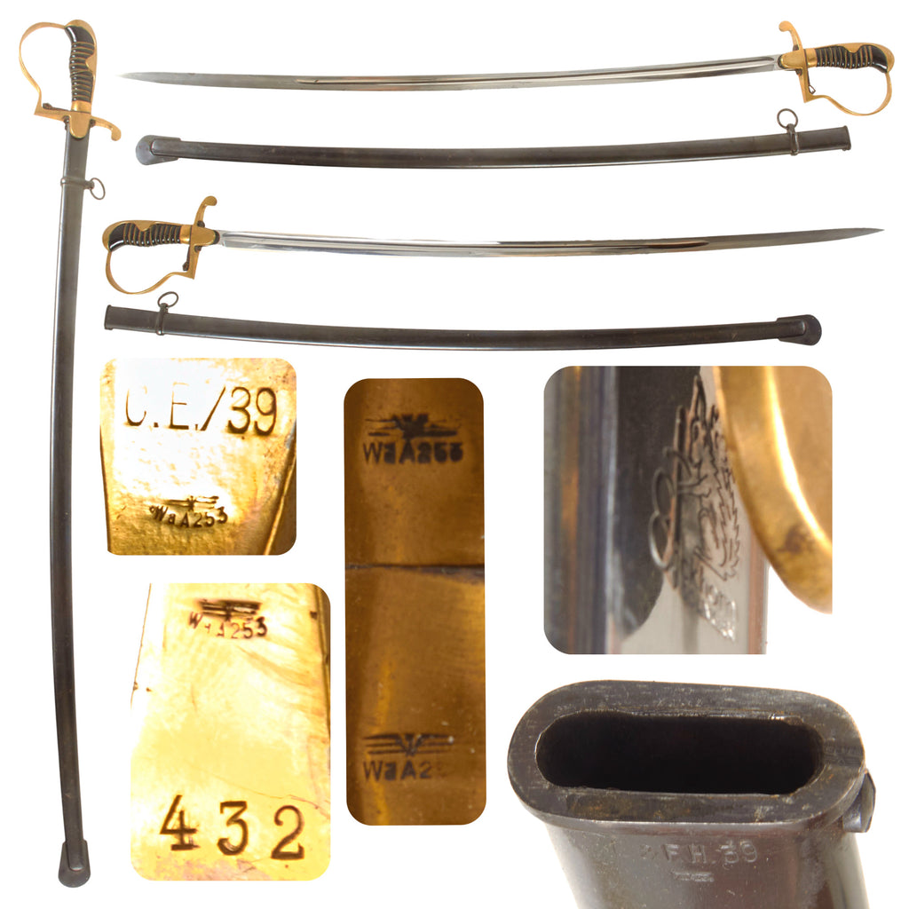Original German WWII 1939 Dated Heer Cavalry Ordnance Sword by Carl Eickhorn with Unmatched Scabbard by E. & F. Hörster Original Items