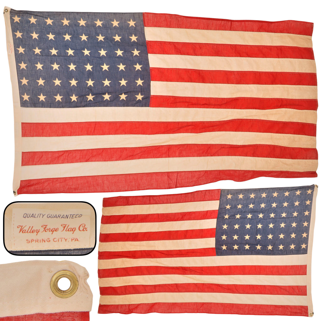 Original U.S. WWII Era Service-Worn 48 Star Flag by Valley Forge Flag Co. - 34 x 58”
