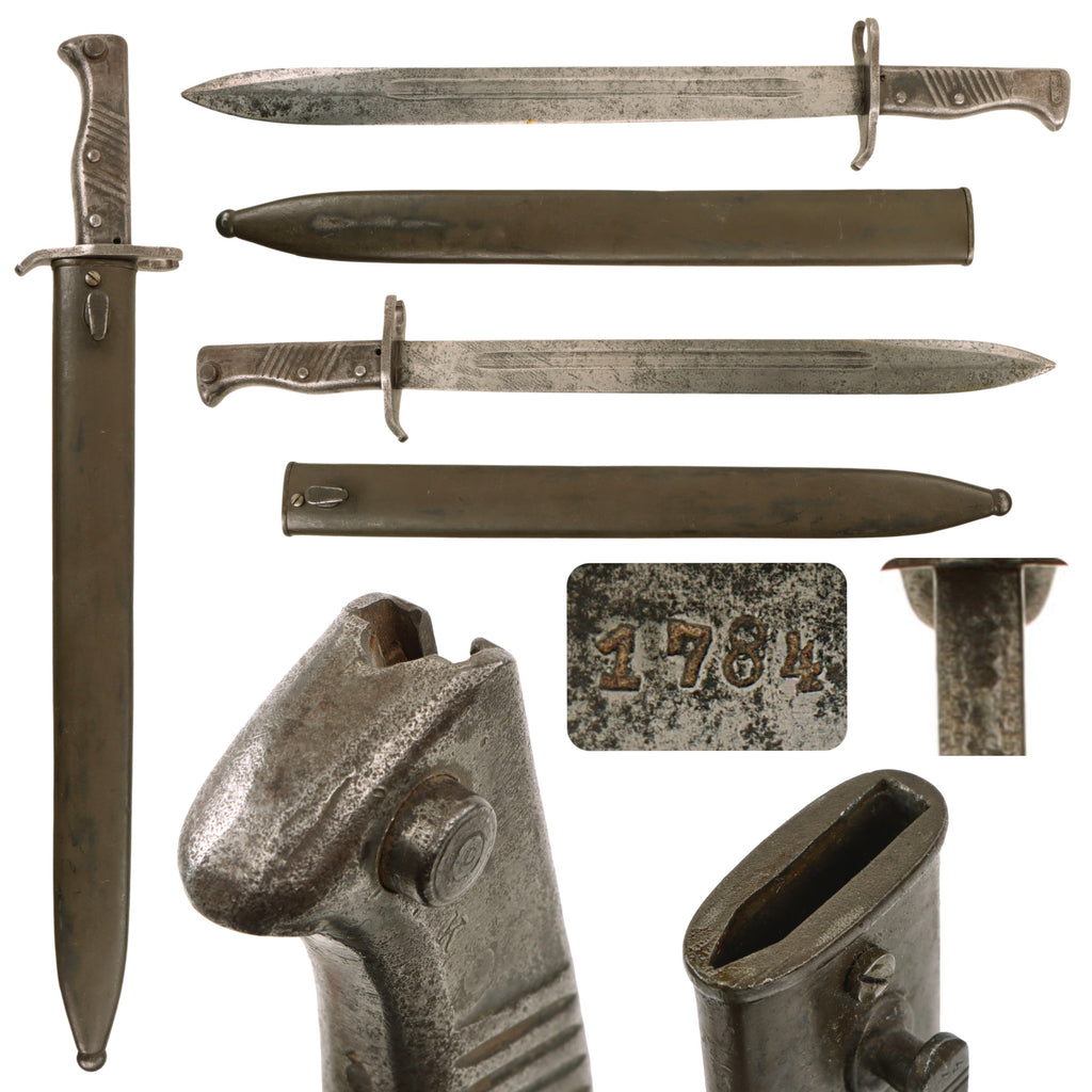 Original German WWI Steel Hilt Butcher Blade Ersatz Bayonet with Scabbard - Carter Type EB42 Original Items