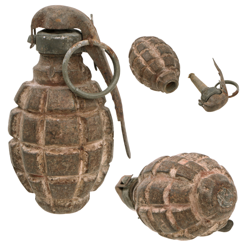 Original French WWI F1 Hand Grenade with Billant Modèle 1916 Fuse - Inert Original Items