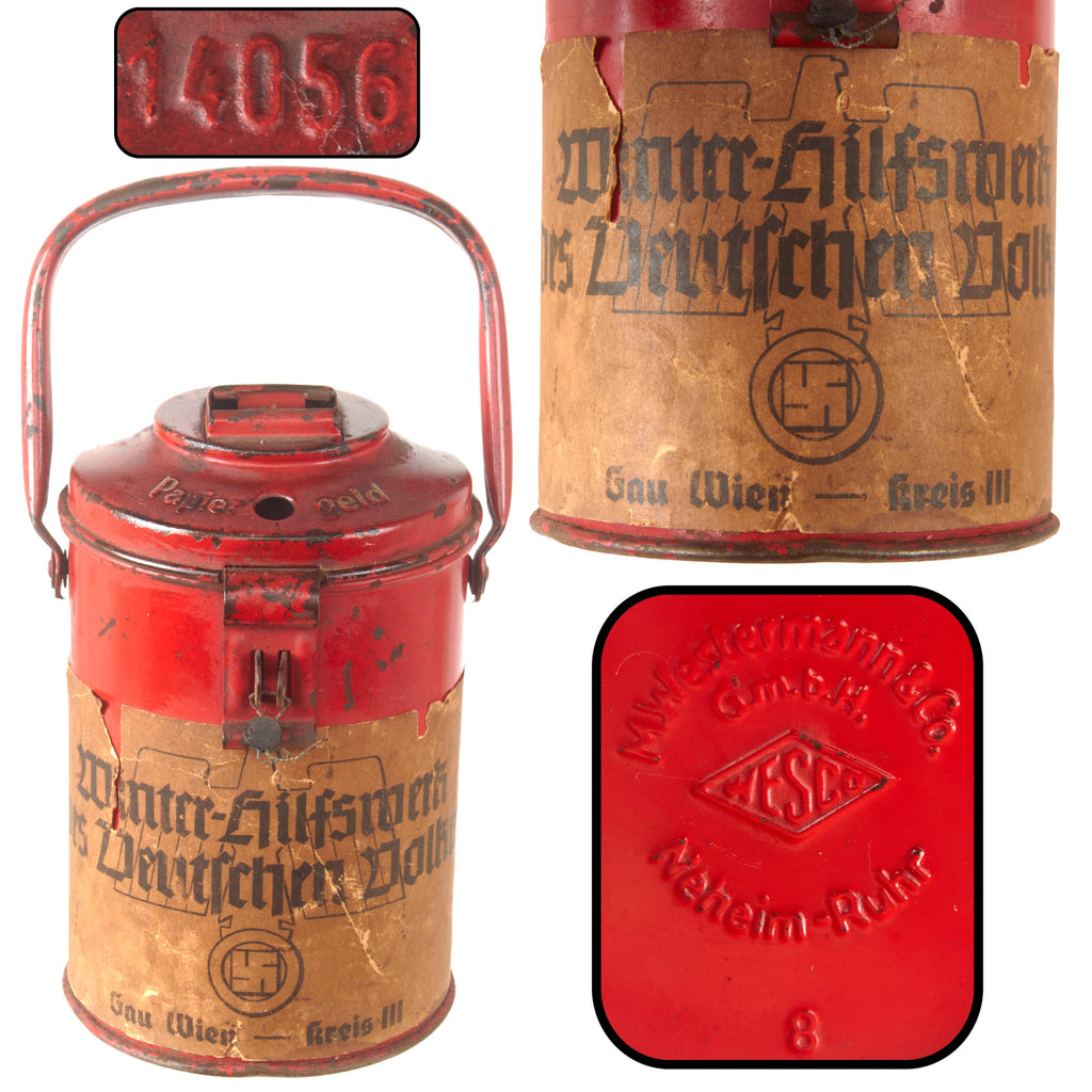 Original German WWII WHW Winterhilfswerk Gau Wien Kreis III Donation Collection Can - No. 14056