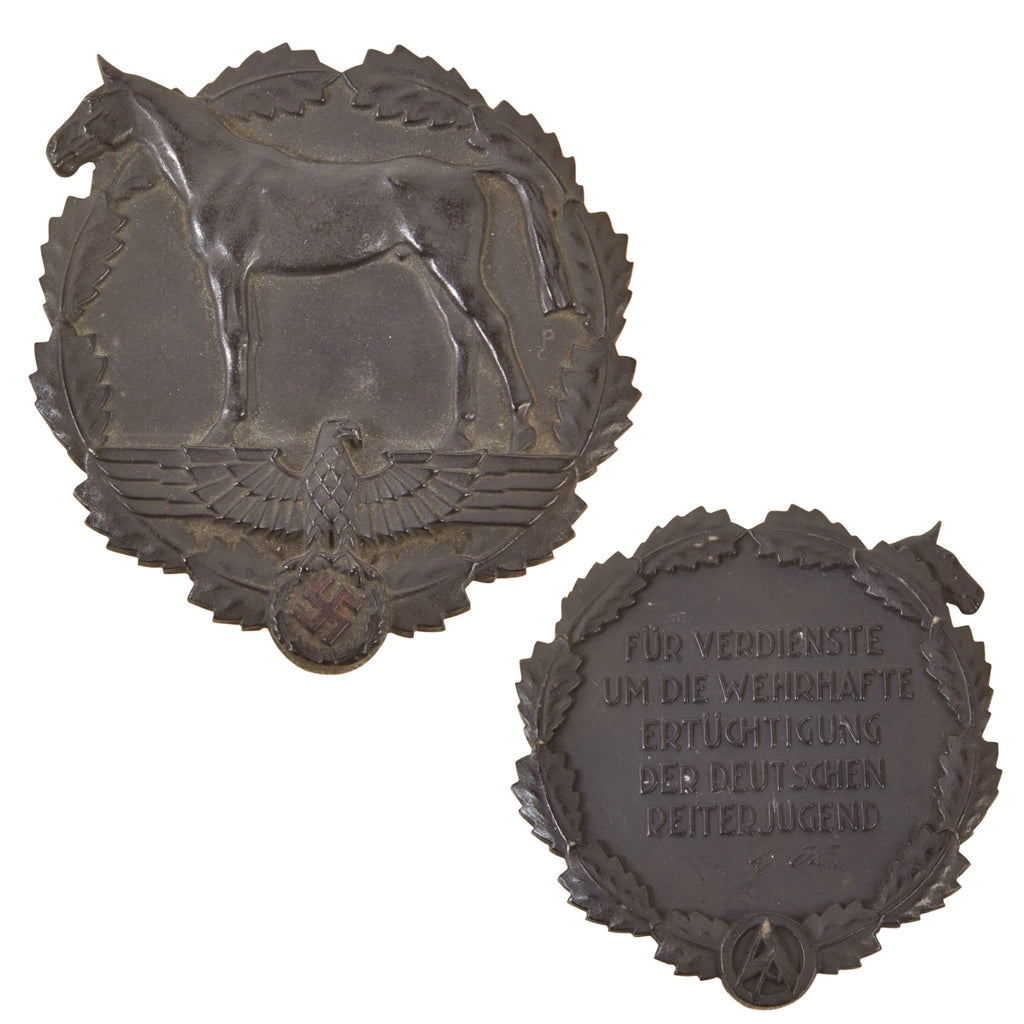 Original German WWII SA Reiterkorps Horse Table Award Plaque for Service to Young German Riders by Paul Casberg