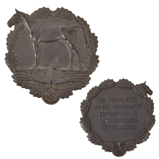 Original German WWII SA Reiterkorps Horse Table Award Plaque for Service to Young German Riders by Paul Casberg