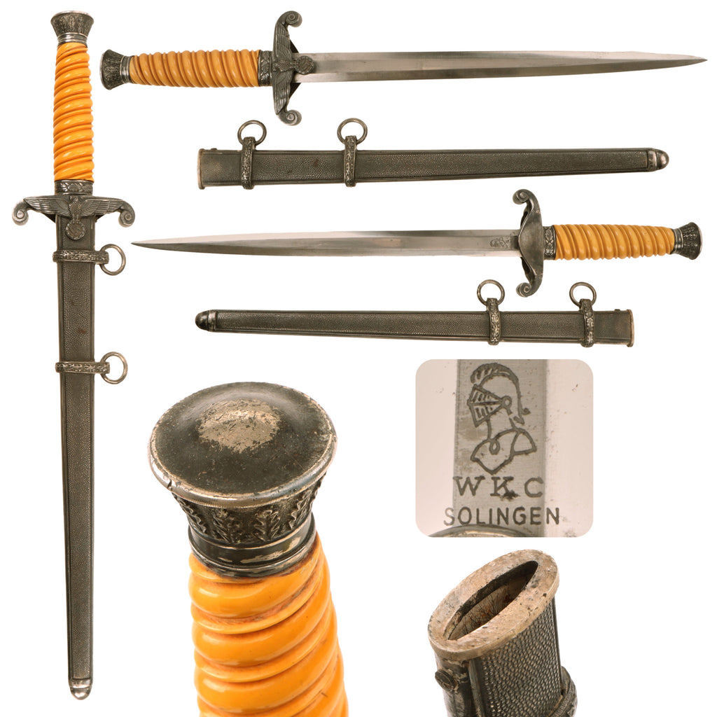 Original German WWII Early Heer Army Officer Dagger by W.K.C. Waffenfabrik of Solingen with Scabbard Original Items