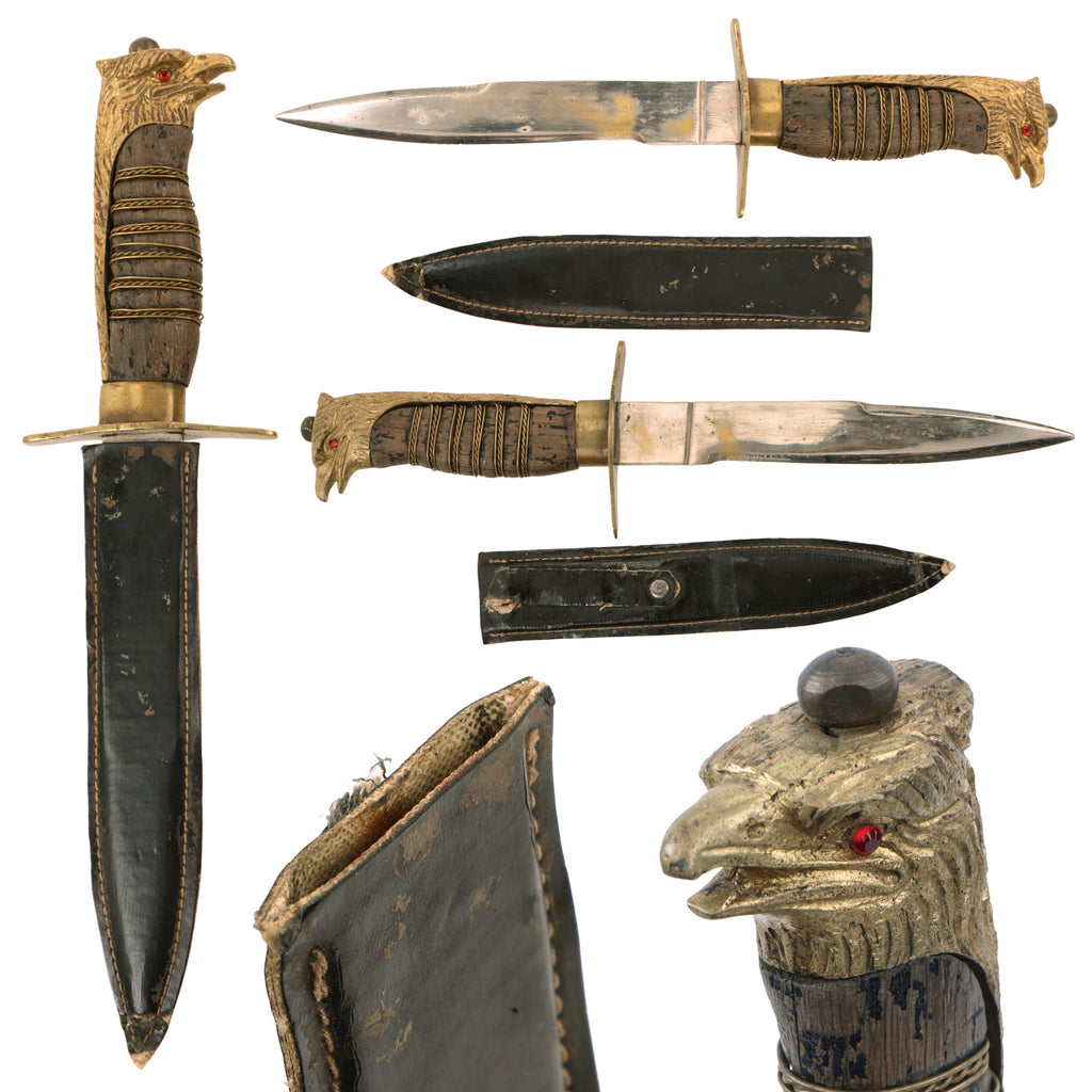 Original Italian WWII Fascist Youth GIL Cadet Dagger with Wood Grip and Oilcloth Sheath Original Items