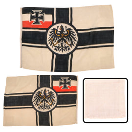 Original Imperial German WWI Small Wool Reichskriegsflagge War Ensign Flag with Corner Reinforcements - 22 x 33½”