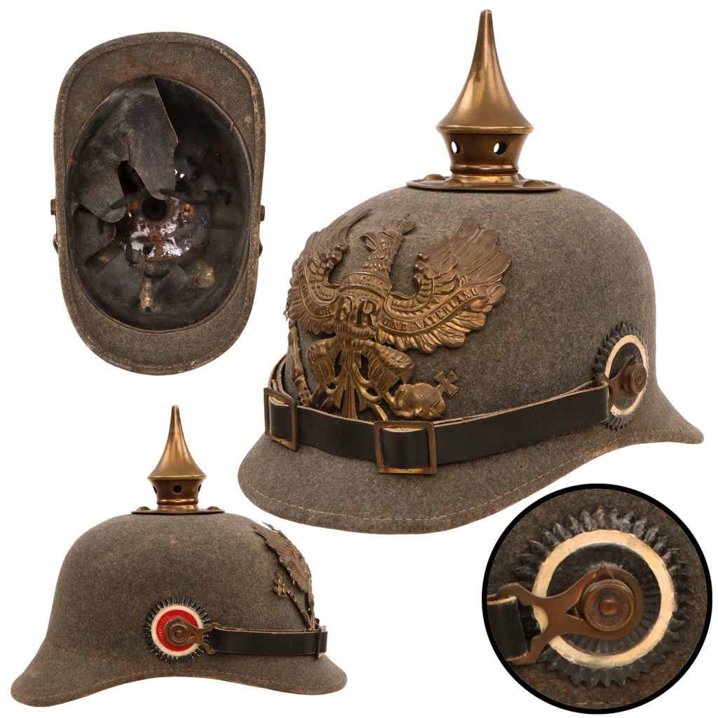 Original Imperial German WWI Prussian M1895 Infantry Ersatz Felt Pickelhaube Filzhelm - Simplified Pattern