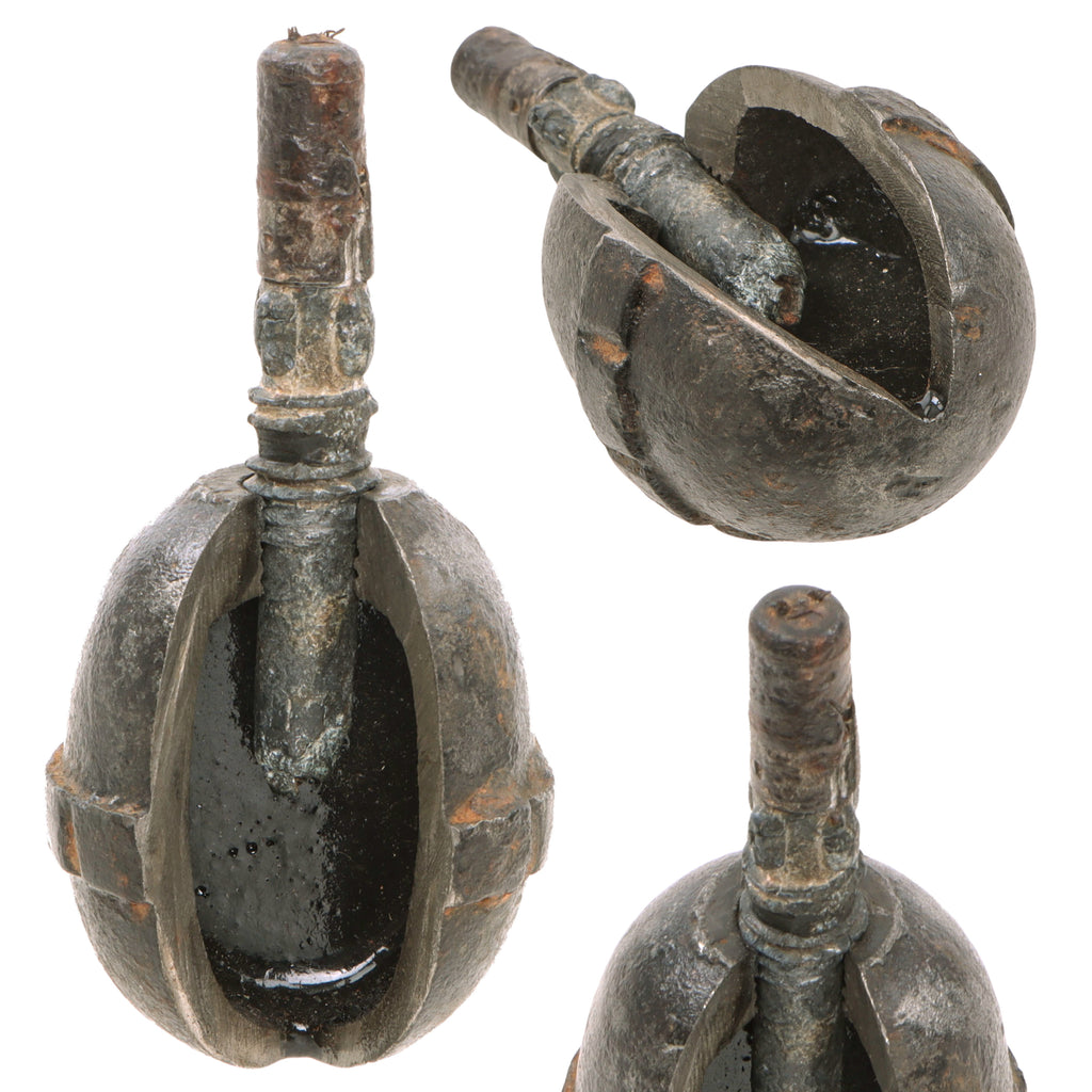 Original German WWI Model 1917 n/A Inert Egg Hand Fragmentation Grenade with Cutaway Body & Fuze - Eierhandgranate