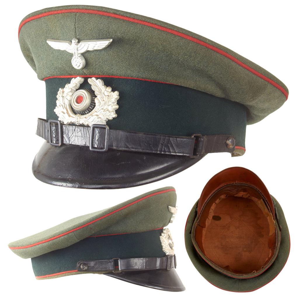 Original German WWII Heer Army Artillery EM/NCO Schirmmütze Visor Cap with Crown Stiffener, Measured Size 55cm