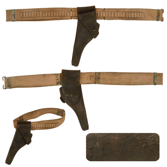 Original U.S. Spanish-American War M1894 .38 Cal Revolver Mills & Orndorff Cartridge Loop Belt with M1892 Revolver Holster Original Items